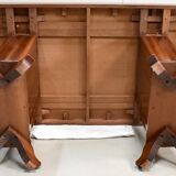 Rectangular table in solid mahogany and plated 1930/1940