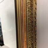 Miroir cadre ancien dit barbizon fin 1800 mouluré bois doré feuilles d'or art