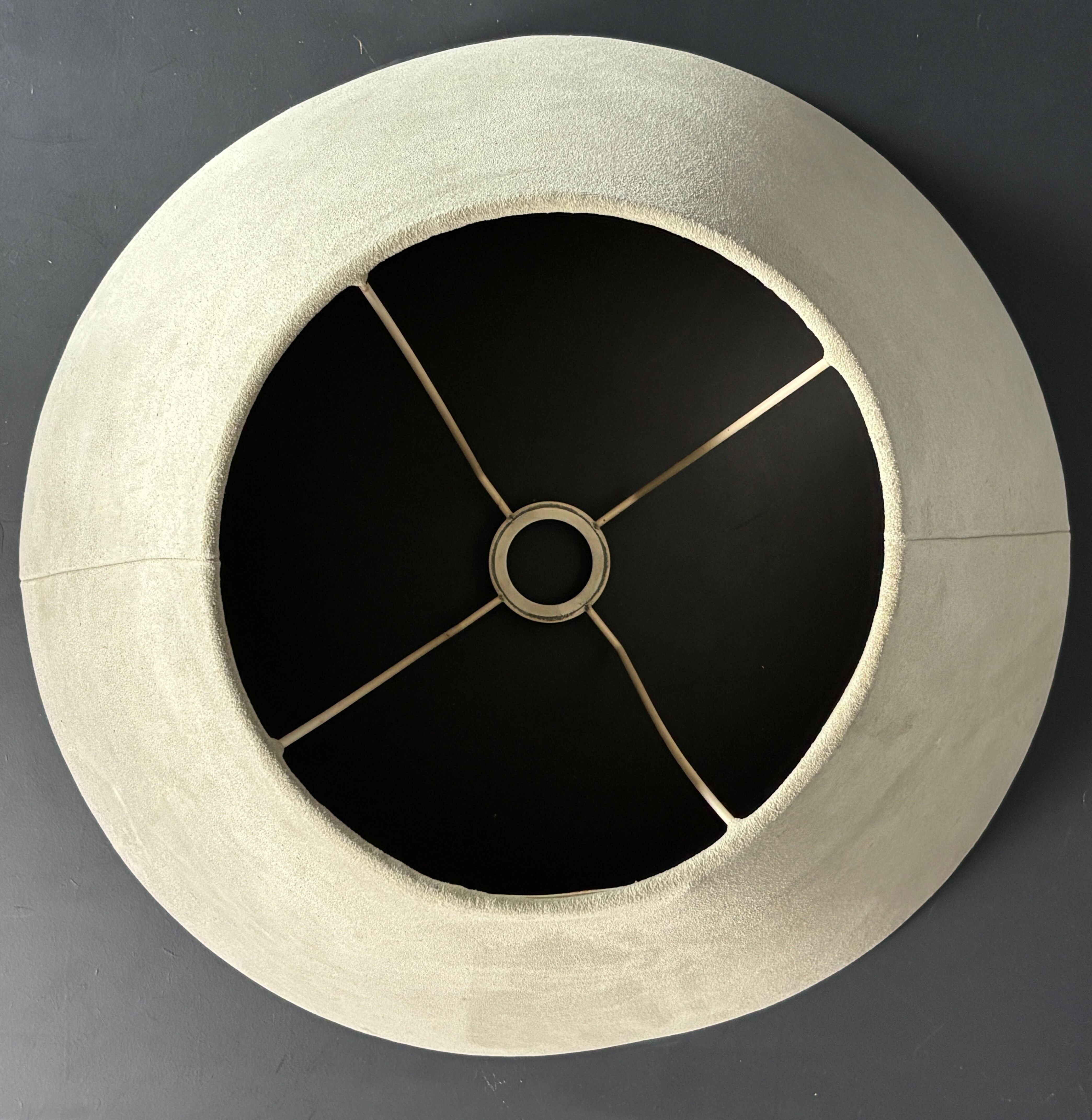 Midcentury suede leather large mushroom table lamp, 1960s-1970s
