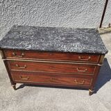 Louis xvi mahogany chest of drawers with 3 drawers from the 19th century