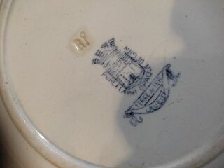 6 blue hollow plates porcelain Gien iron earth