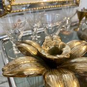 Bougeoir fleur en laiton