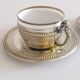 Victorian Alpaca Silver Tea or Coffee Pair of Cups and Plates, England 19th C.