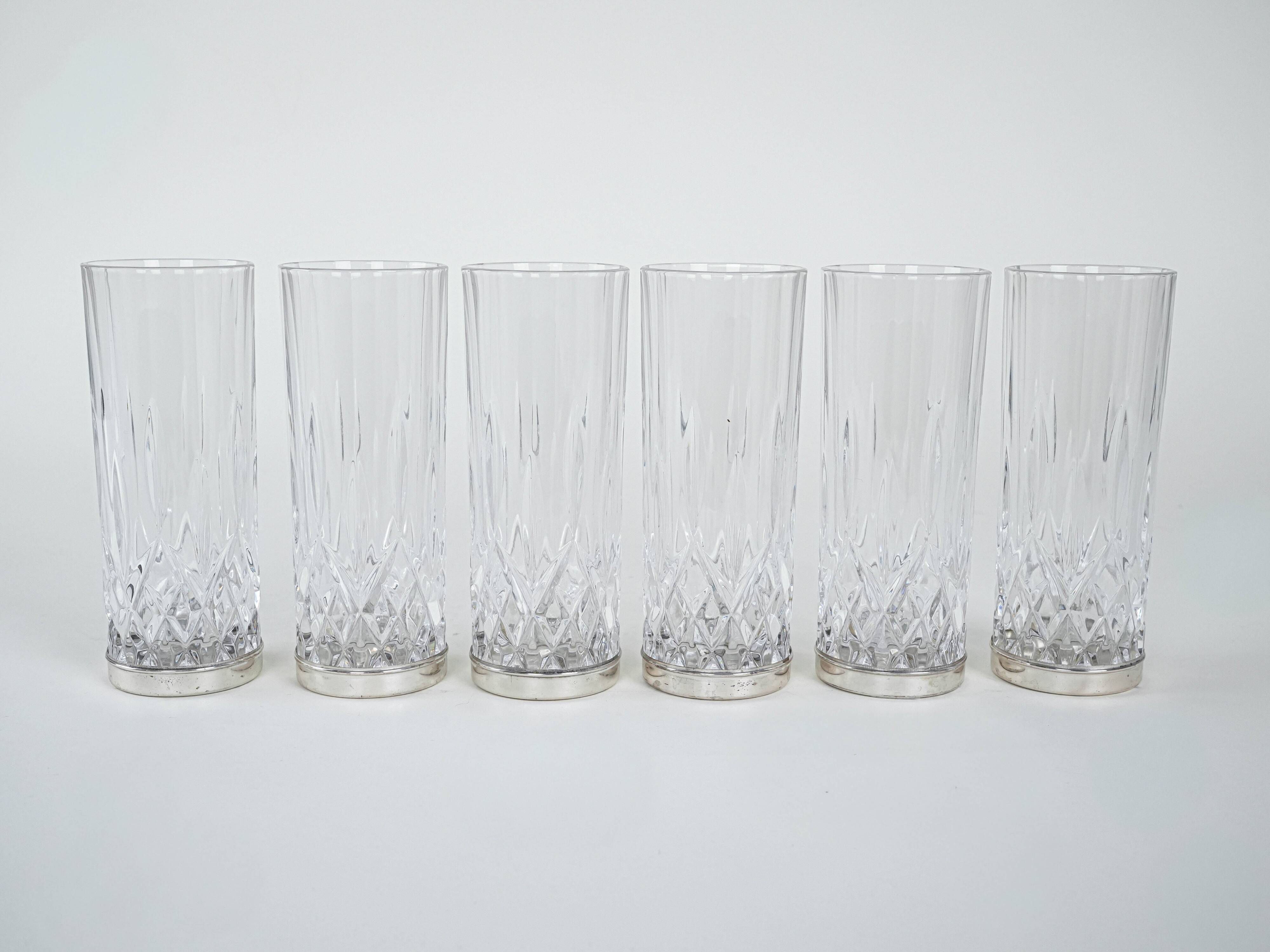 Set of crystal glasses, Italian design, 1960s, production: Italy