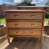 Commode osier et rotin