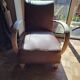 Fauteuil cuir art déco 1930 base bois