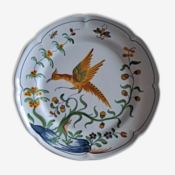 Plate style Moustiers yellow bird