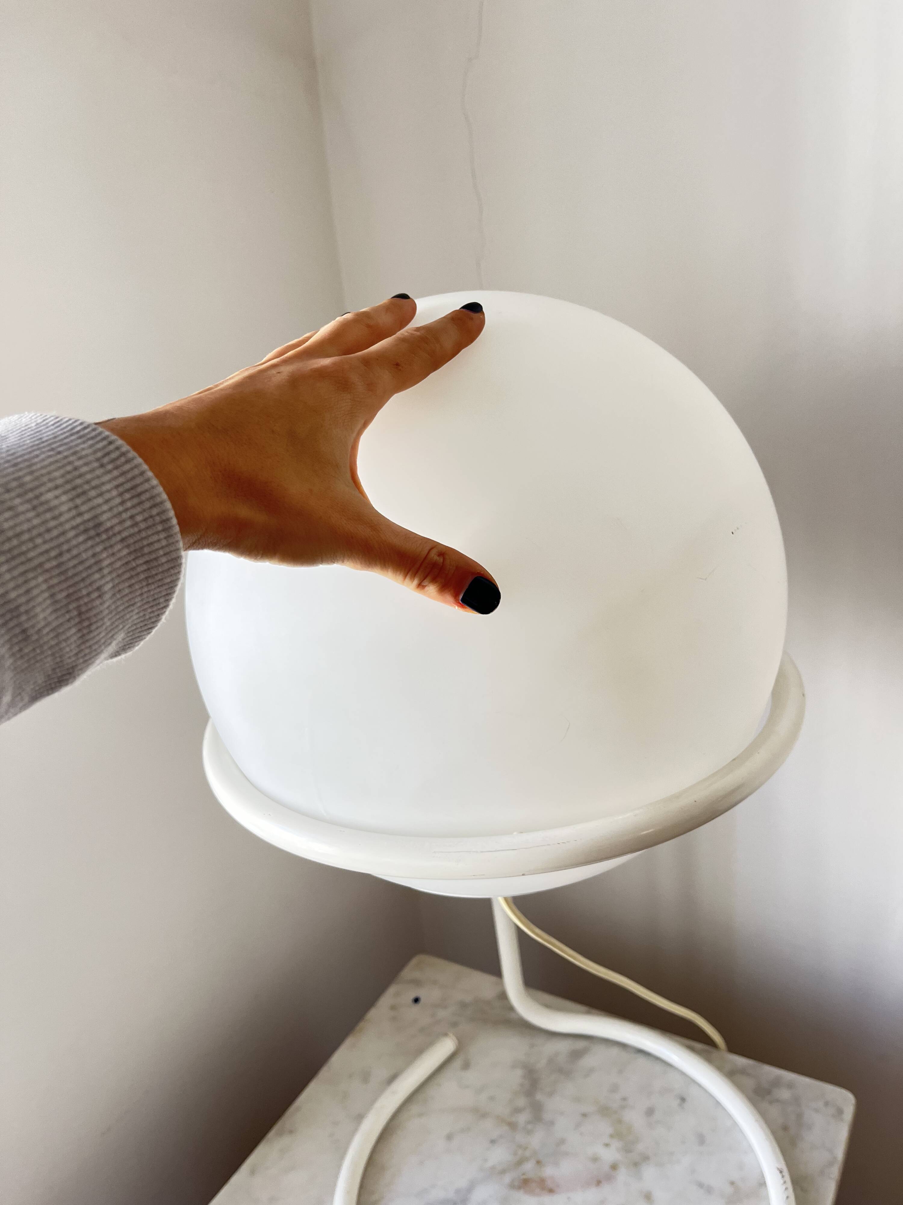 Vintage Postmodern Table Lamp by Glashütte Limburg – White Glass Globe