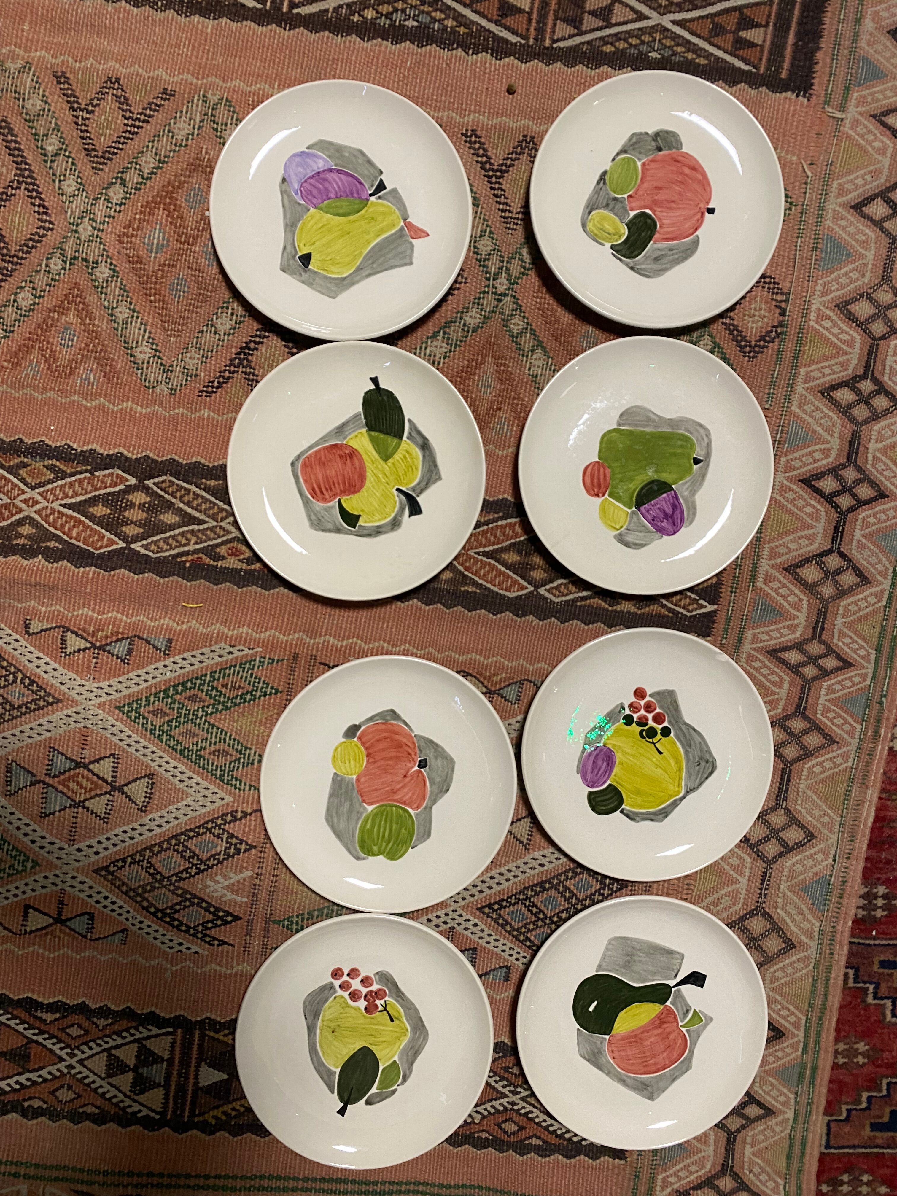 Set of porcelain plates with fruit signed Villeroy & Boch