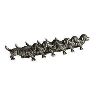 6 porte-couteaux en métal en forme de petits chiens