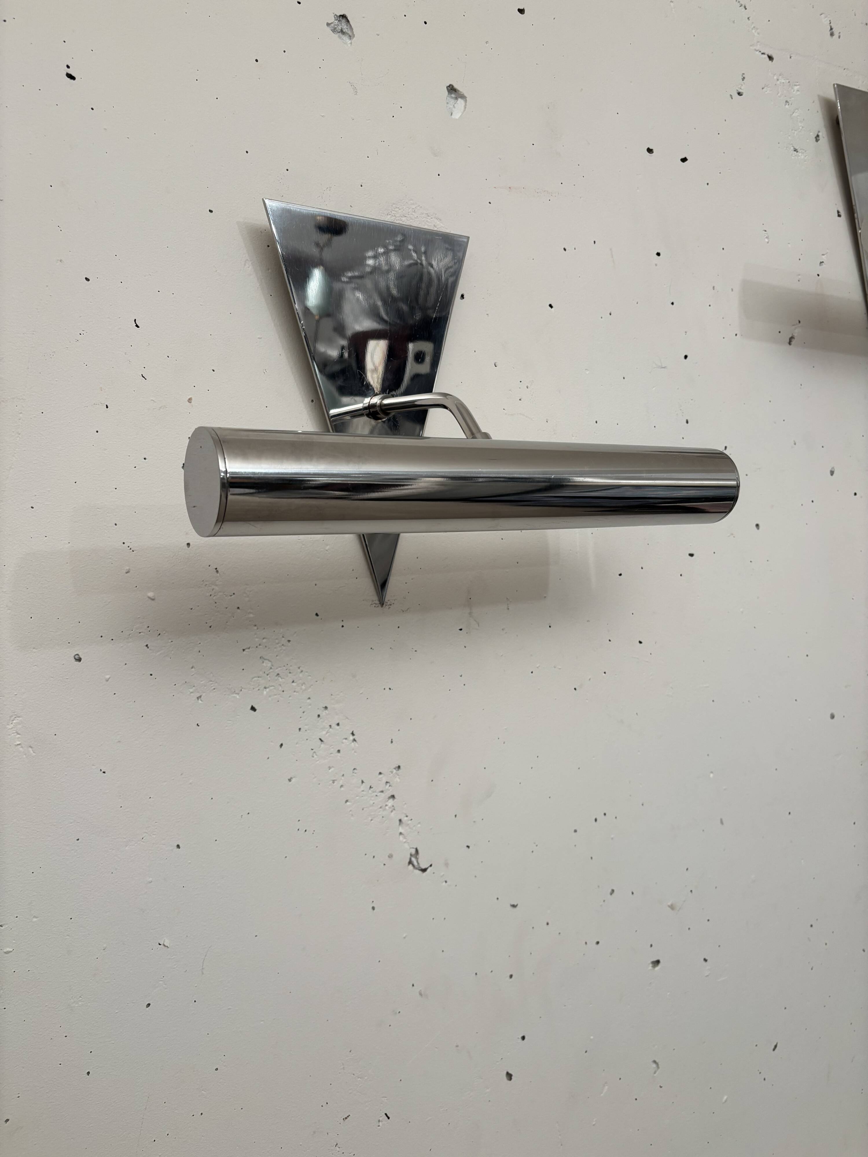 Pair of stainless steel wall lights 1980