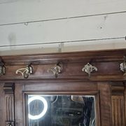 Old locker room or coat rack in walnut