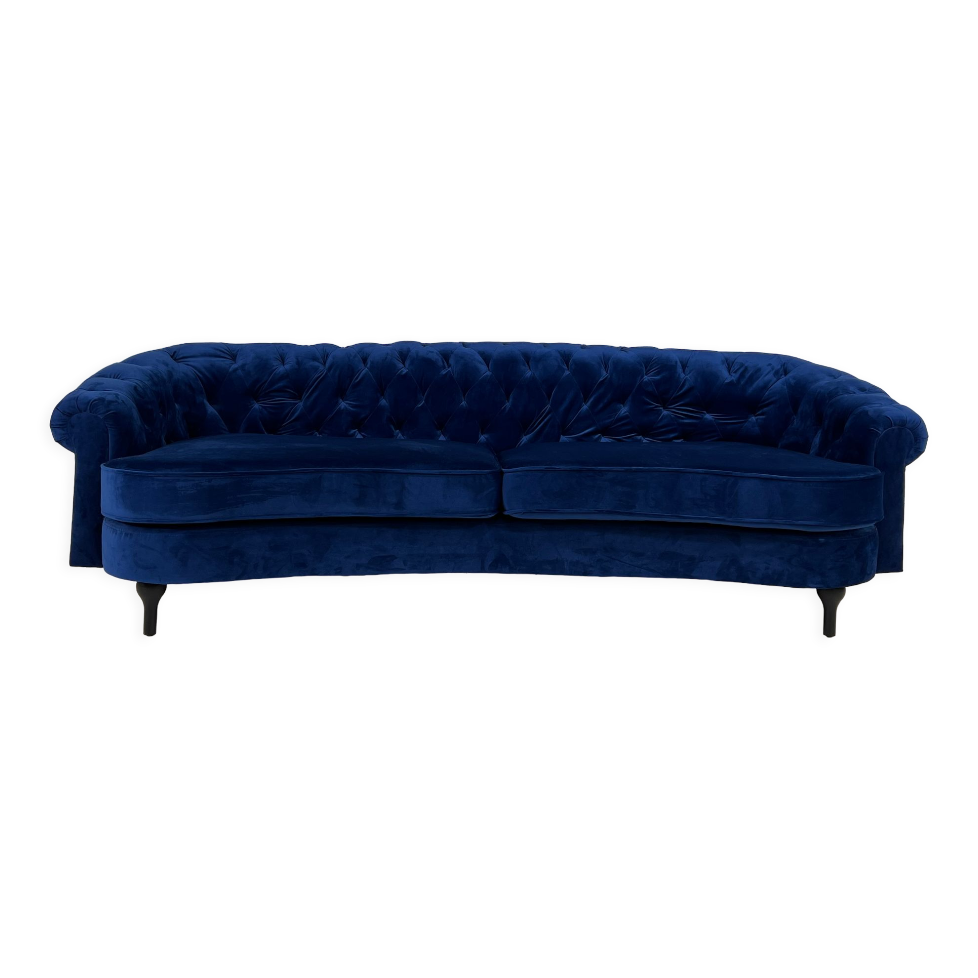 3-seater sofa type Chesterfield in blue velvet