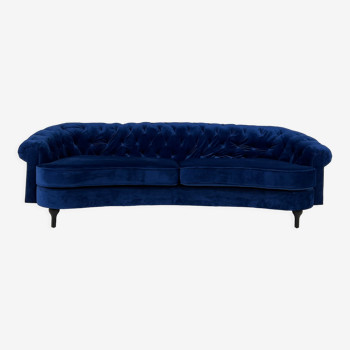 3-seater sofa type Chesterfield in blue velvet