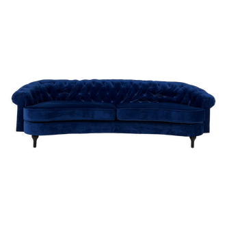 3-seater sofa type Chesterfield in blue velvet