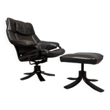 Fauteuil pivotant Skalma avec repose-pieds design danois