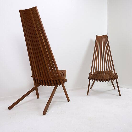 Paire de chaises pliantes en teck - intérieur extérieur