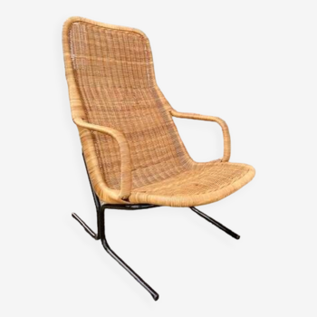 Fauteuil en rotin et osier, « Modèle 514 » par Dirk van Sliedregt vers 1970