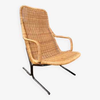 Rattan and wicker armchair, “Model 514” by Dirk van Sliedregt circa 1970