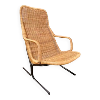 Fauteuil en rotin et osier, « Modèle 514 » par Dirk van Sliedregt vers 1970