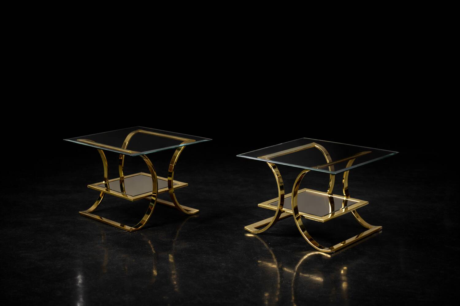 Vintage Mid-Century Italian Modern Glass Coffee Tables, 1960s, Set of 2