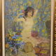Oil on canvas young woman with a pink knot by riasnianski