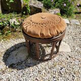 Rattan and bamboo pouf