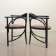 4 chaises de salle à manger triangulaires Thonet en bois laqué noir, modèle 87, années 1980