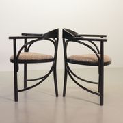 4 Wooden Black Lacquered Thonet Triangle Dining Chairs Model 87, 1980s