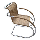 Ludwig van der Rohe MR12 rattan and tubular chrome armchair
