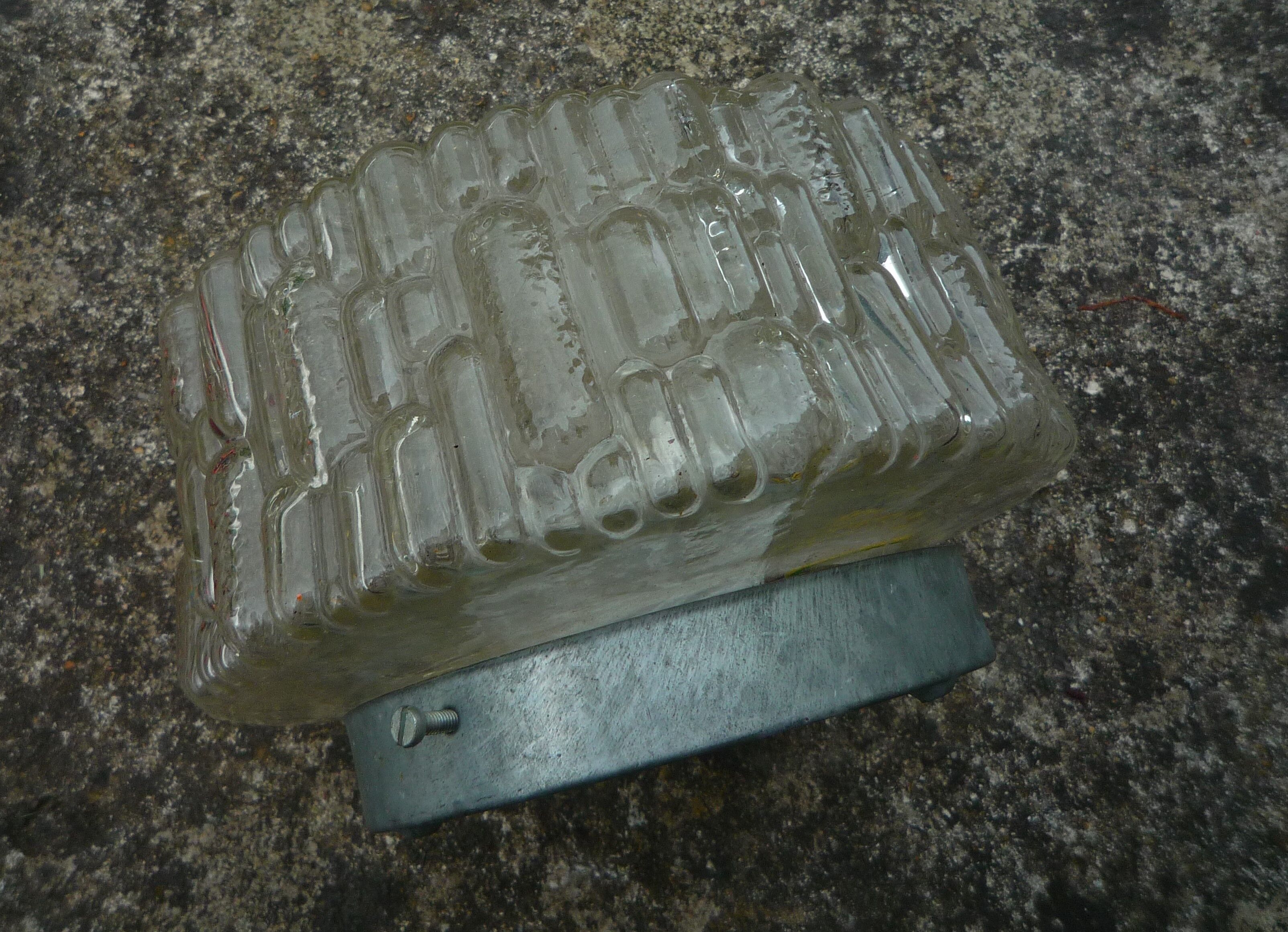 Glass wall lamp, vintage 70s