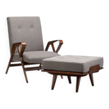 Armchair and footrest