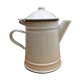 Cafetière en tôle émaillée blanc et marine