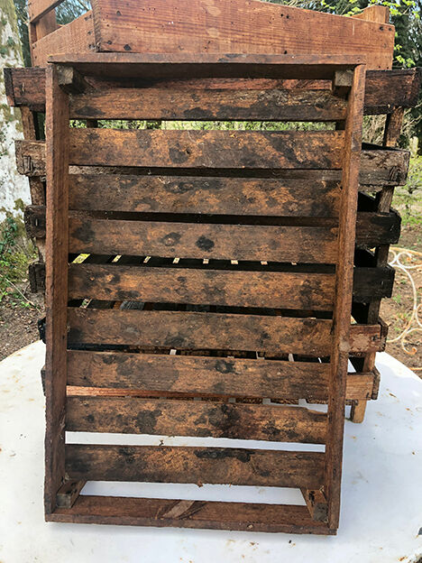 Set of eight old wooden shelves