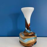 Vintage blue and brown opaline vase