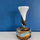 Vase opaline bleu et marron vintage