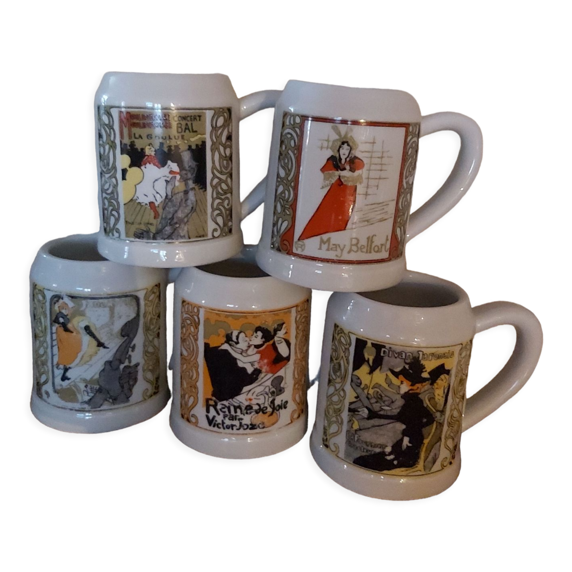 Beer mugs Porcelain by France Pillivuyt posters Toulouse Lautrec