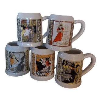 Beer mugs Porcelain by France Pillivuyt posters Toulouse Lautrec