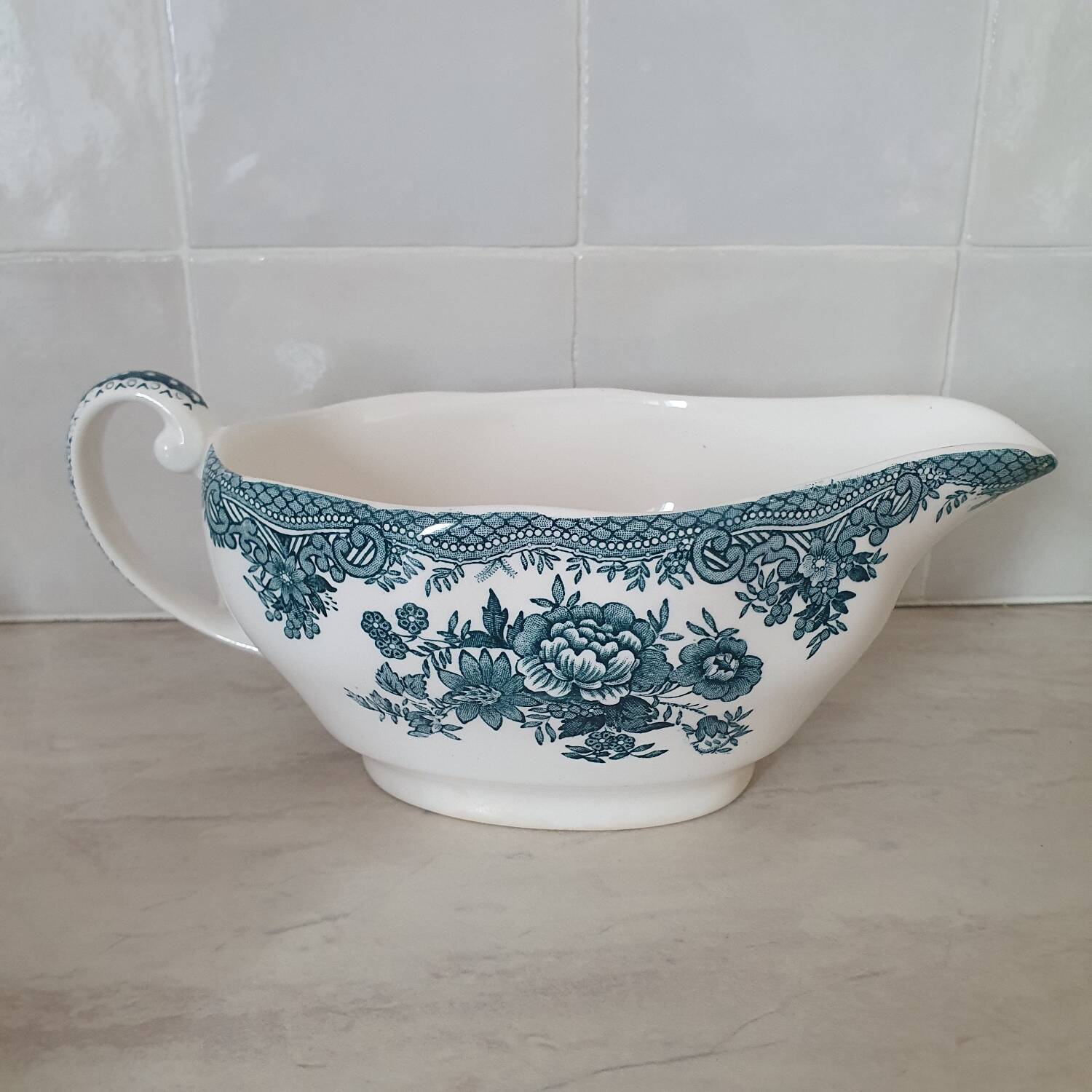 Enoch Wedgewood "Asiatics Pheasants" style "Earth" serving dishes and gravy boat