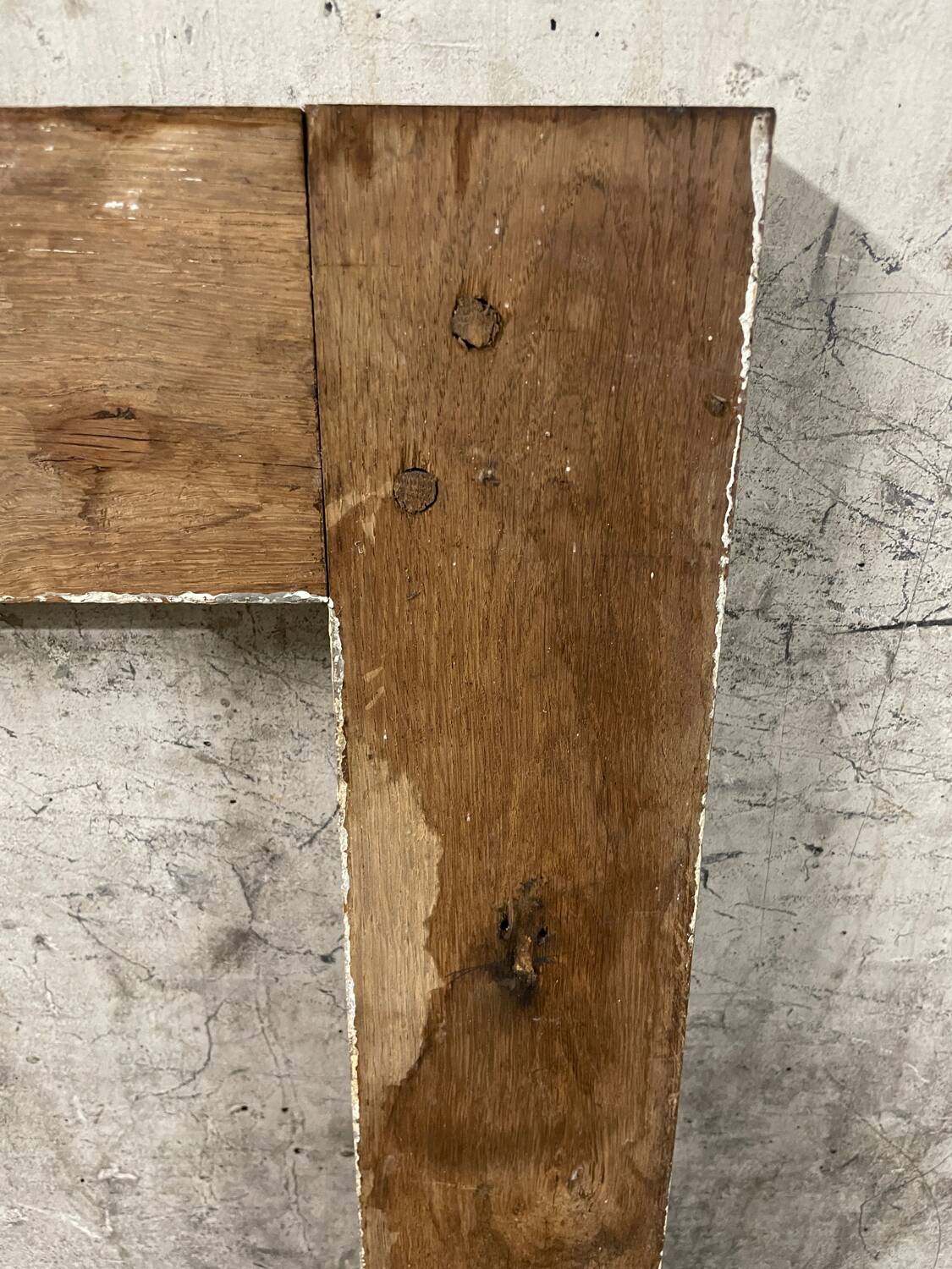 Old folk art fireplace mantle