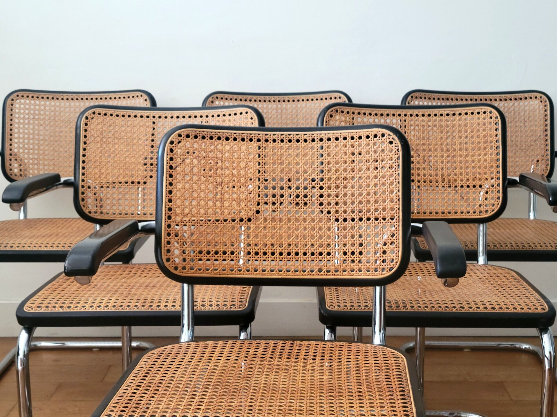 Ensemble de 6 chaises Thonet S64, Marcel Breuer, Thonet Allemagne, 1992