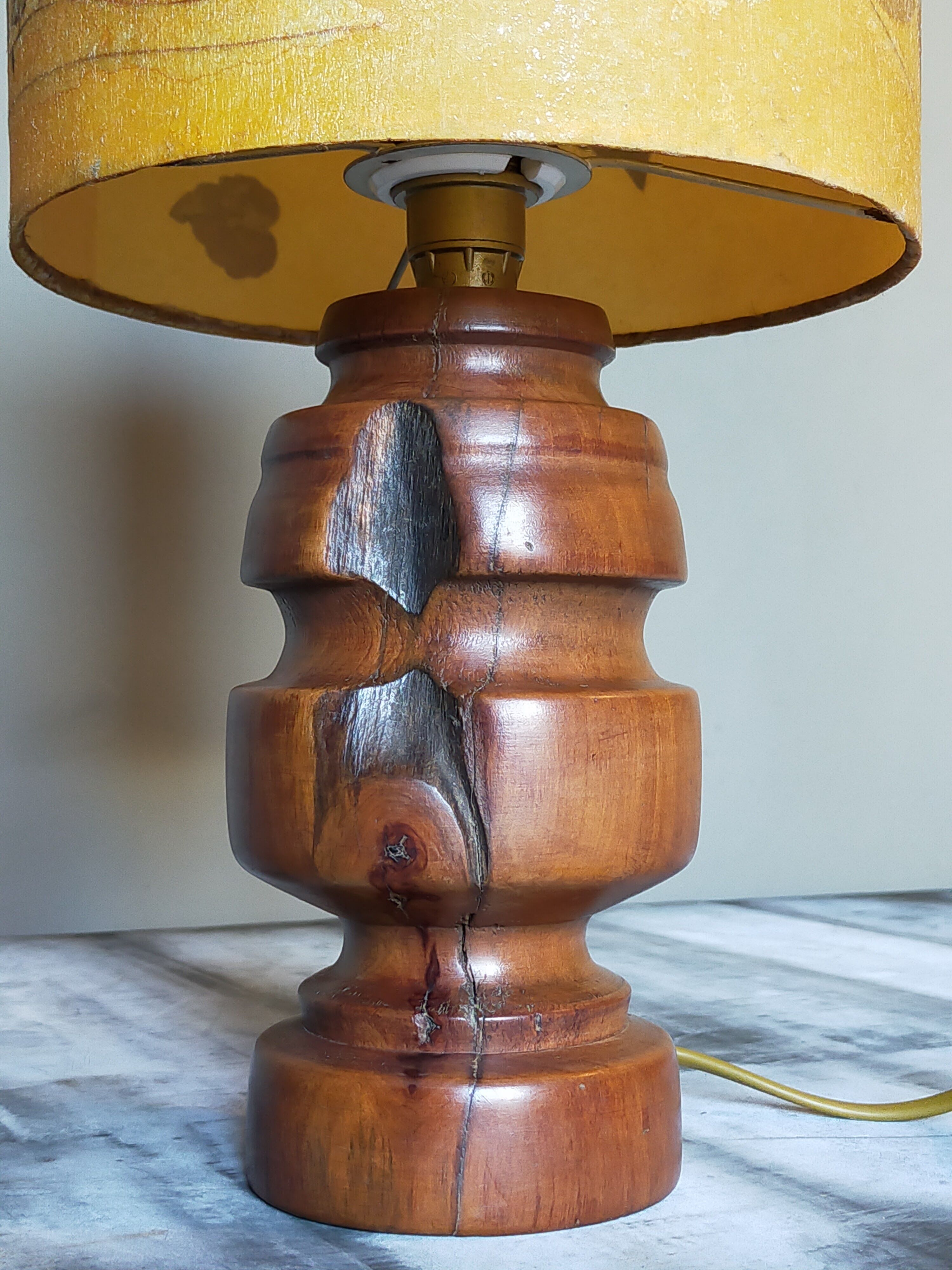 Vintage solid wood lamp and herbarium lampshade