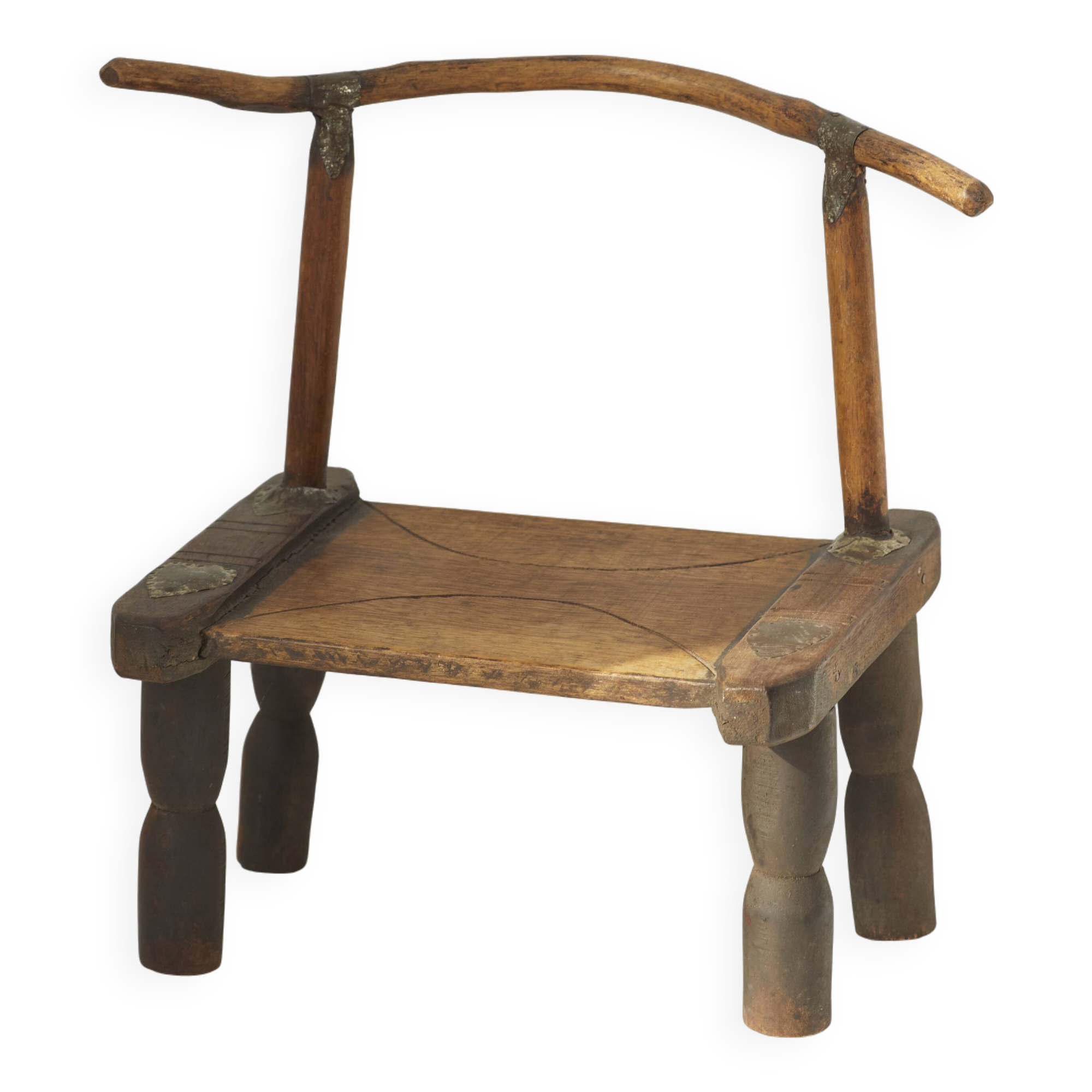 Small vintage wooden Baoulé chair (West Africa) Circa 1960