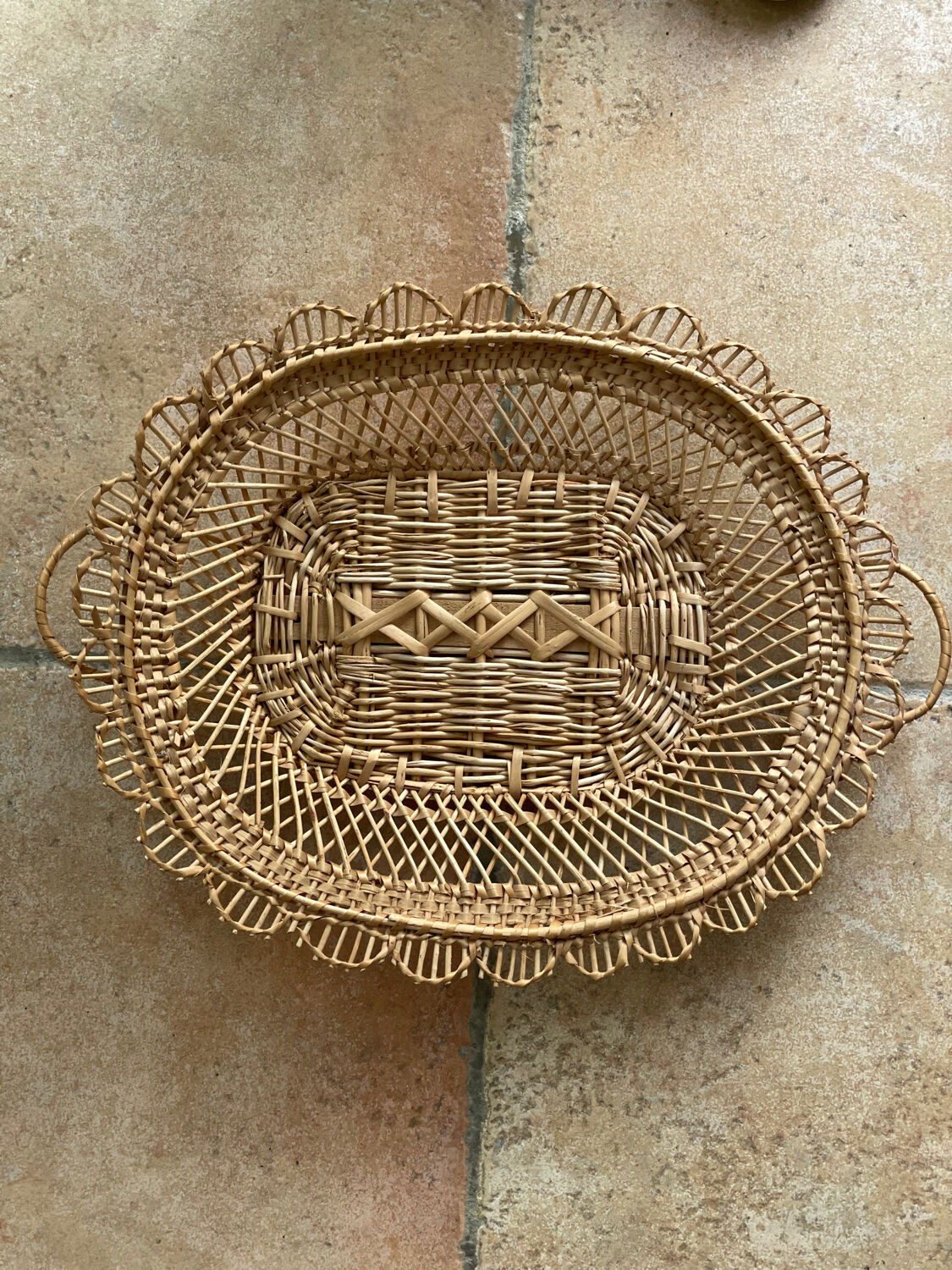 Woven wicker fruit or bread basket 1900