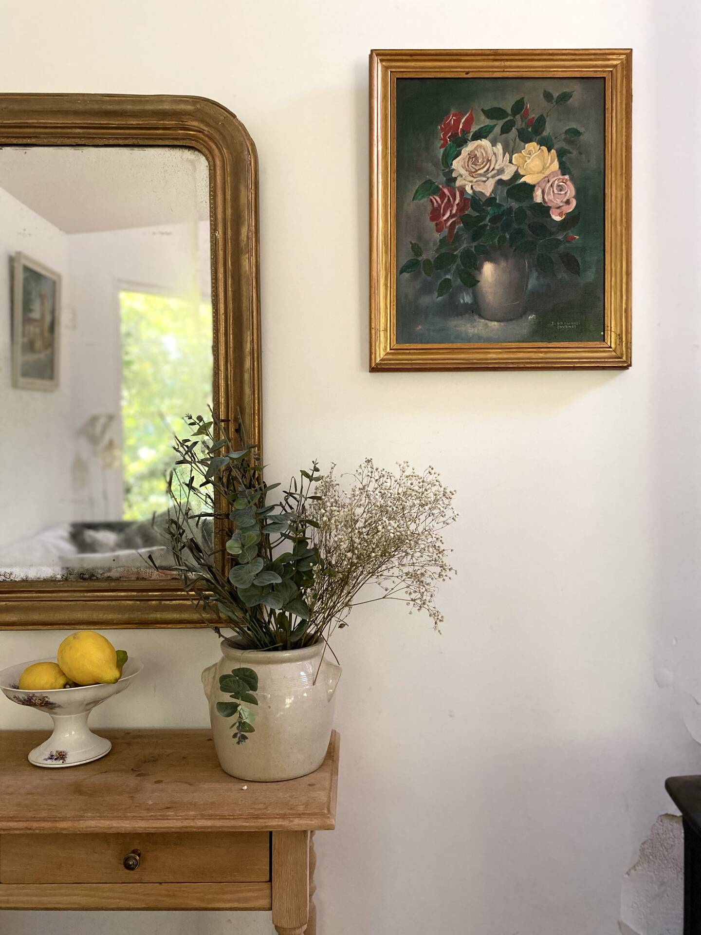 Old Painting "Still Life with Roses" – 1950
