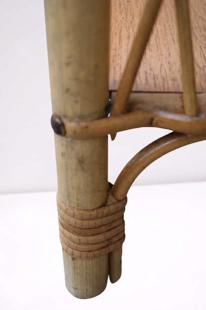 Chevet/table appoint/vintage bambou osier et chêne