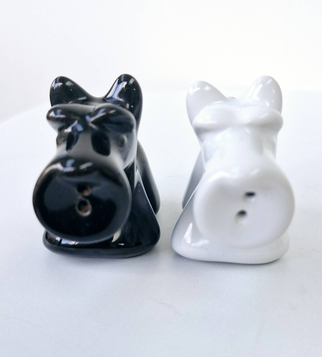 Black And White Scottish Terrier Dog Ceramic Salt And Pepper Shakers