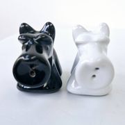 Black And White Scottish Terrier Dog Ceramic Salt And Pepper Shakers