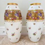 Very large limoges porcelain vase bernardaud white and iris gold