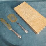 Duo de pelle and knife cake silver and gold metal circa 1950